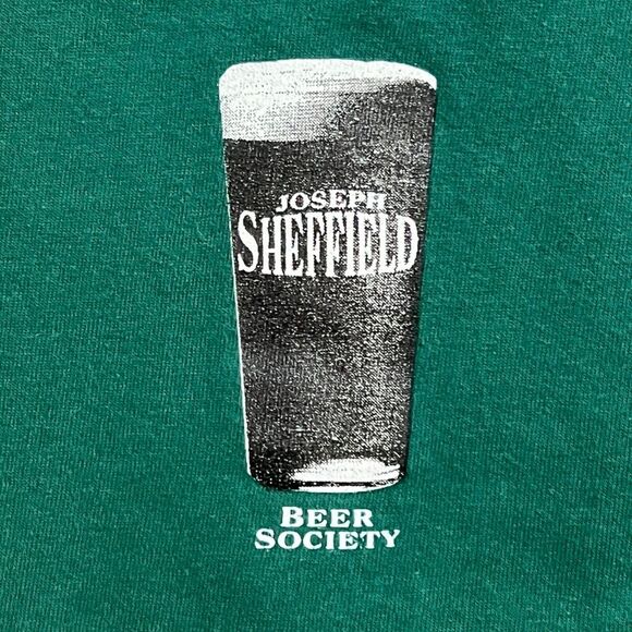 Vintage Joseph Sheffield Beer Society  XL Men Shirt Green‎ Single Stitch - Picture 2 of 13